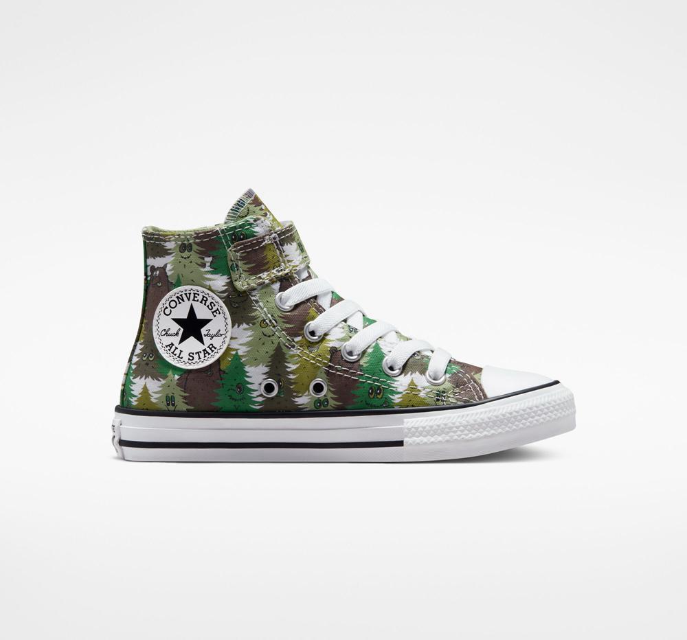 White / Aloe Green / Green Boys\' Converse Chuck Taylor All Star Easy On Forest Camo Little Kids High Tops  India |  JPVD-61940