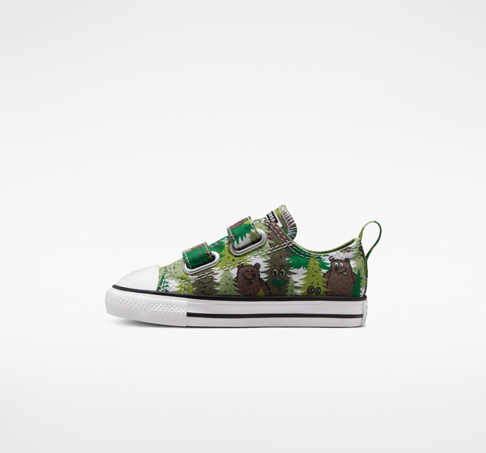 White / Aloe Green / Green Boys' Converse Chuck Taylor All Star Easy On Forest Camo Toddler Low Tops  India |  YNCO-01987