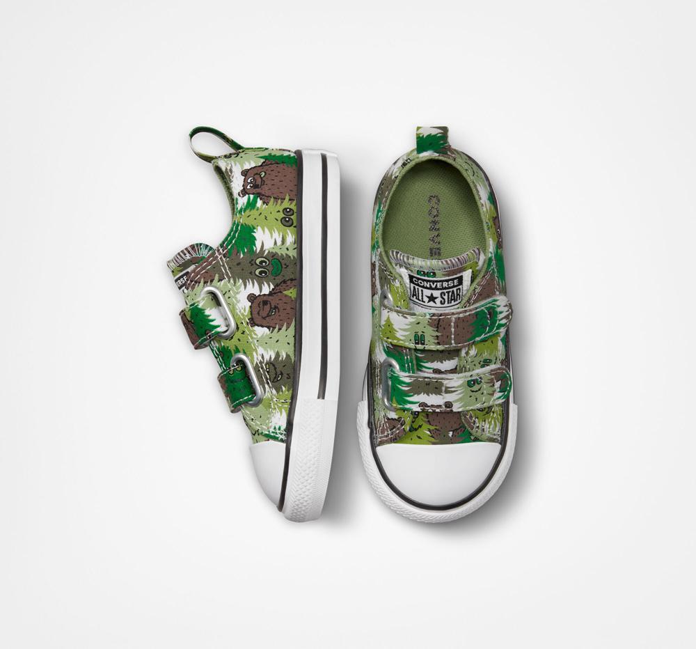 White / Aloe Green / Green Boys' Converse Chuck Taylor All Star Easy On Forest Camo Toddler Low Tops  India |  YNCO-01987