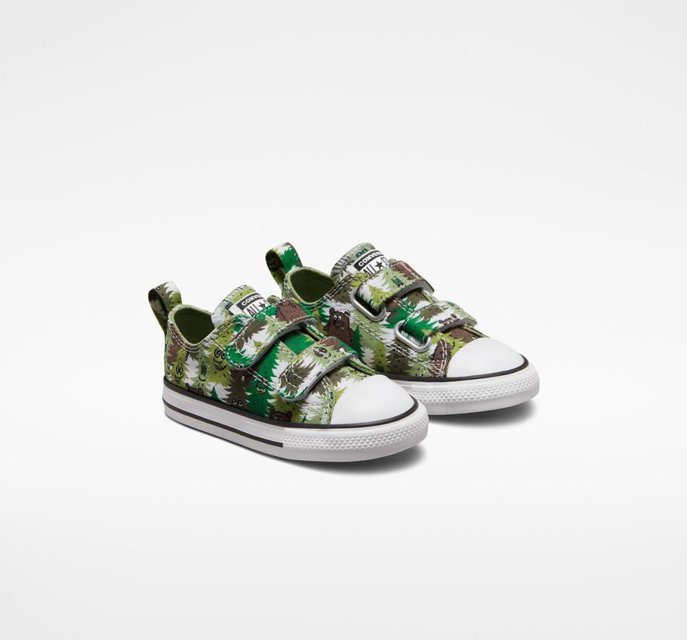 White / Aloe Green / Green Boys' Converse Chuck Taylor All Star Easy On Forest Camo Toddler Low Tops  India |  YNCO-01987