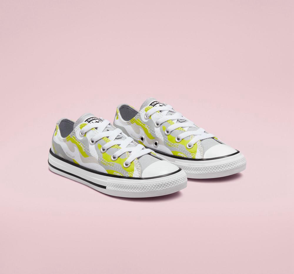 White / Ash Stone / Lime Twist Boys' Converse Hybrid Camo Chuck Taylor All Star Little Kids Low Tops  India |  ERZH-80236