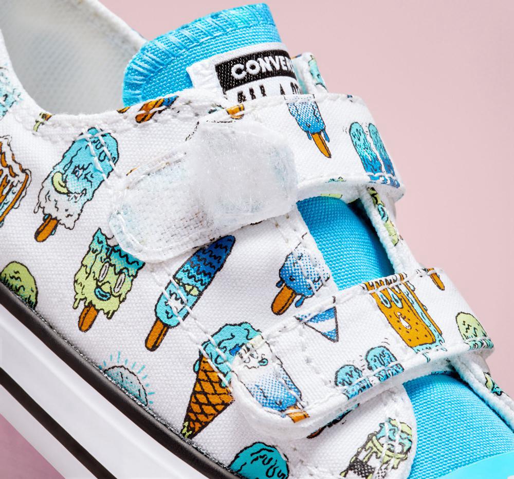 White / Baltic Blue / Lime Rave Girls' Converse Chuck Taylor All Star Easy On Frozen Treats Toddler Low Tops  India |  CZNL-14693