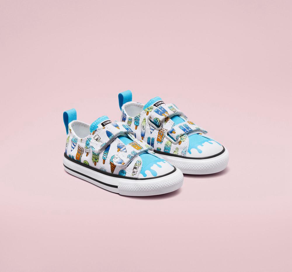 White / Baltic Blue / Lime Rave Girls' Converse Chuck Taylor All Star Easy On Frozen Treats Toddler Low Tops  India |  CZNL-14693