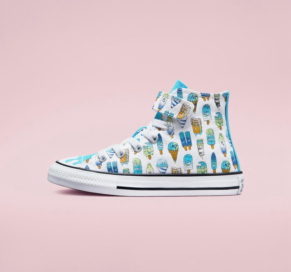 White / Baltic Blue / Lime Rave Girls' Converse Chuck Taylor All Star Easy On Frozen Treats Little Kids High Tops  India |  ICUZ-73804