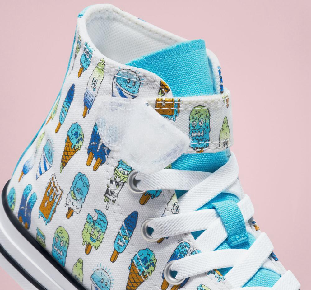 White / Baltic Blue / Lime Rave Girls' Converse Chuck Taylor All Star Easy On Frozen Treats Little Kids High Tops  India |  ICUZ-73804