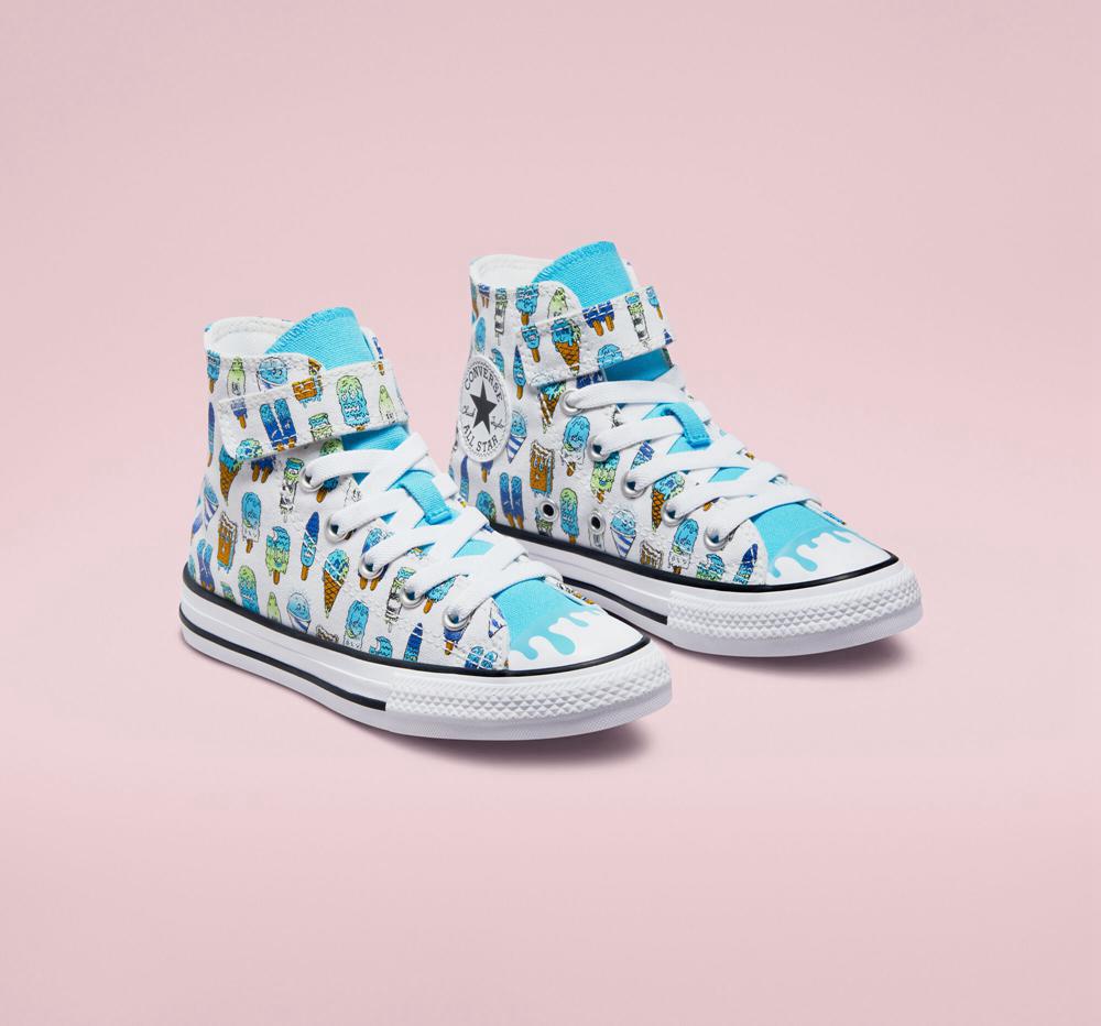 White / Baltic Blue / Lime Rave Girls' Converse Chuck Taylor All Star Easy On Frozen Treats Little Kids High Tops  India |  ICUZ-73804