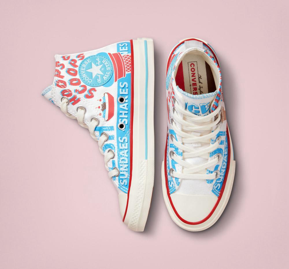 White / Baltic Blue / Soft Red Boys' Converse Chuck 70 Sweet Scoops Little Kids High Tops  India |  CRUN-84502