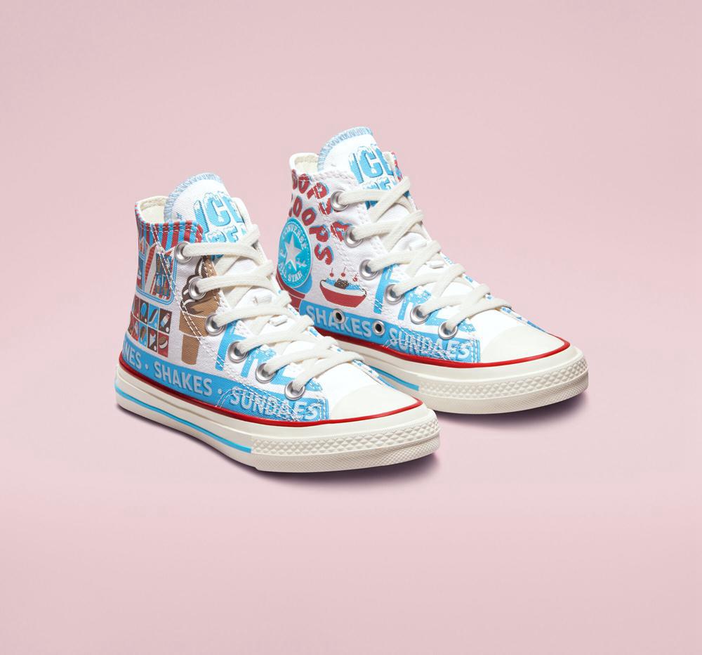 White / Baltic Blue / Soft Red Boys' Converse Chuck 70 Sweet Scoops Little Kids High Tops  India |  CRUN-84502