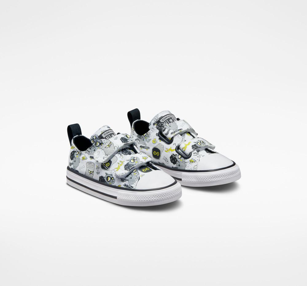 White / Black / Iron Grey Boys' Converse Chuck Taylor All Star Easy On Raccoons Toddler Low Tops  India |  NXQY-65092