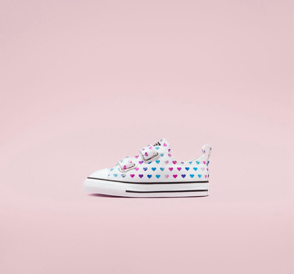 White / Black / Pink Girls' Converse Chuck Taylor All Star Easy On Foil Hearts Toddler Low Tops  India |  JNBA-73520