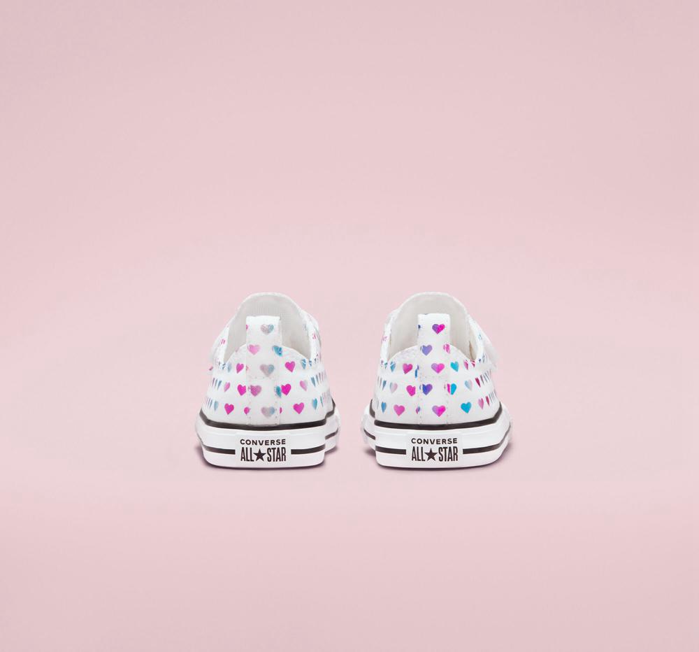 White / Black / Pink Girls' Converse Chuck Taylor All Star Easy On Foil Hearts Toddler Low Tops  India |  JNBA-73520