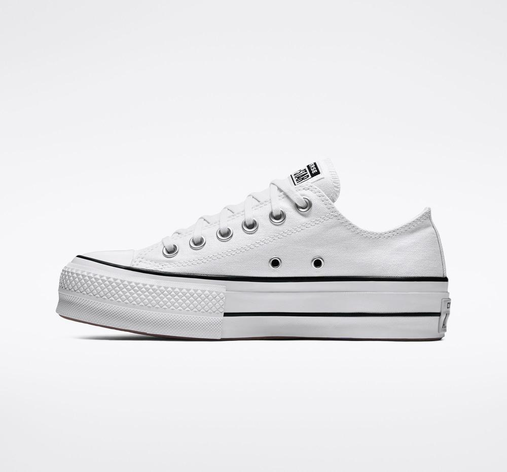 White / Black / White Women's Converse Chuck Taylor All Star Lift Canvas Low Top Platform Shoes  India |  DGNR-87462