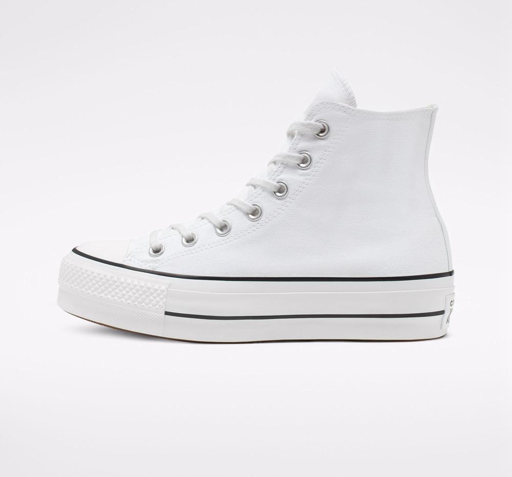 White / Black / White Women's Converse Chuck Taylor All Star Lift Canvas High Top Platform Shoes  India |  EYIX-45031