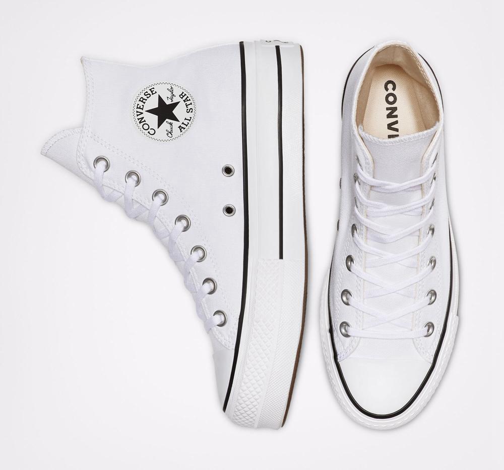 White / Black / White Women's Converse Chuck Taylor All Star Lift Canvas High Top Platform Shoes  India |  EYIX-45031