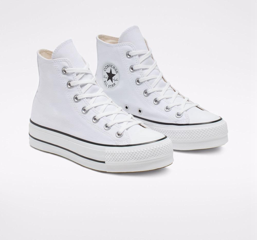 White / Black / White Women's Converse Chuck Taylor All Star Lift Canvas High Top Platform Shoes  India |  EYIX-45031