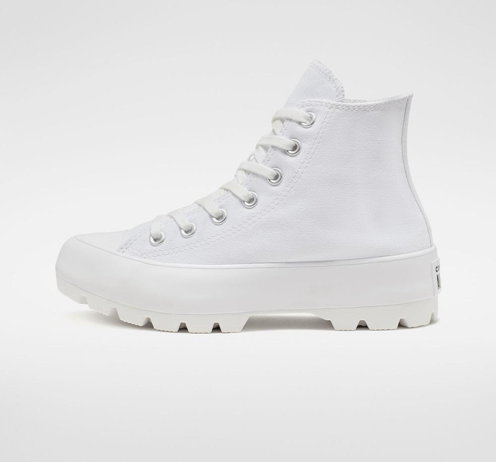 White / Black / White Women's Converse Chuck Taylor All Star Lugged Boots  India |  LXGN-29451