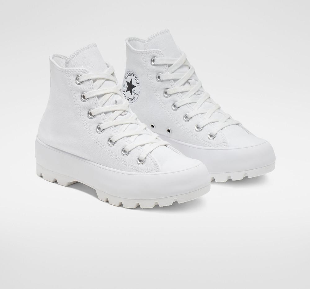 White / Black / White Women's Converse Chuck Taylor All Star Lugged Boots  India |  LXGN-29451