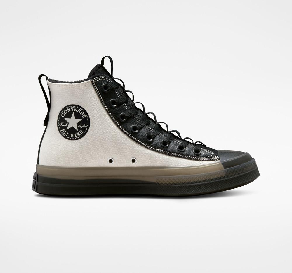 White Egret / Black / Black Men\'s Converse Chuck Taylor All Star Cx Explore Counter Climate Unisex High Tops  India |  BQRZ-61027