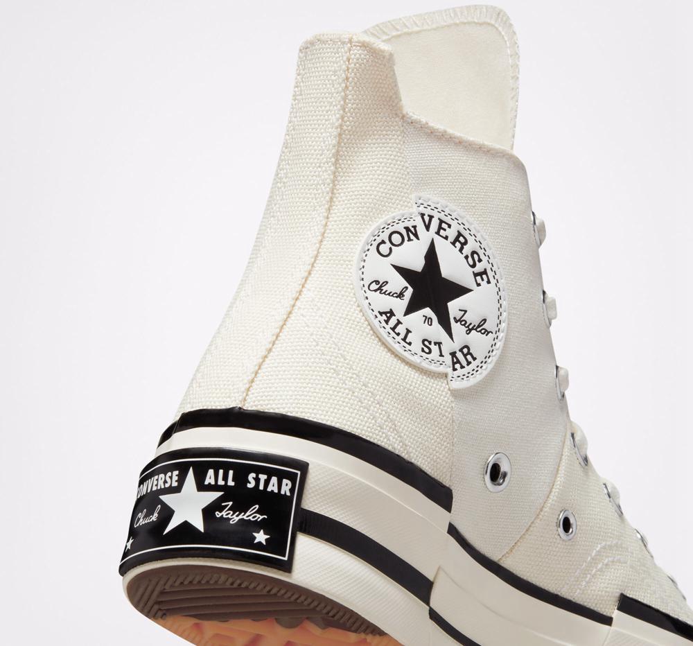 White Egret / Black / Black Men's Converse Chuck 70 Plus Unisex High Tops  India |  ZYNB-58479