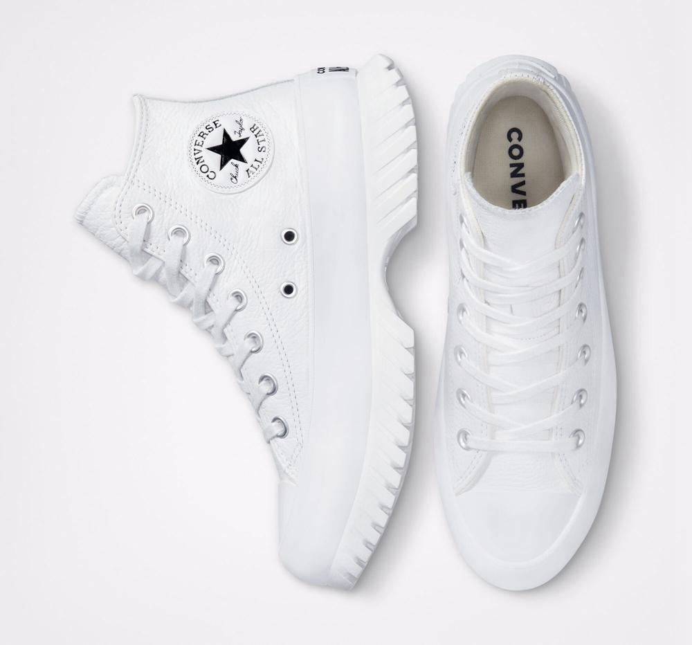 White / Egret / Black Men's Converse Chuck Taylor All Star Lugged 2.0 Leather Unisex High Top Platform Shoes  India |  DGLF-65839