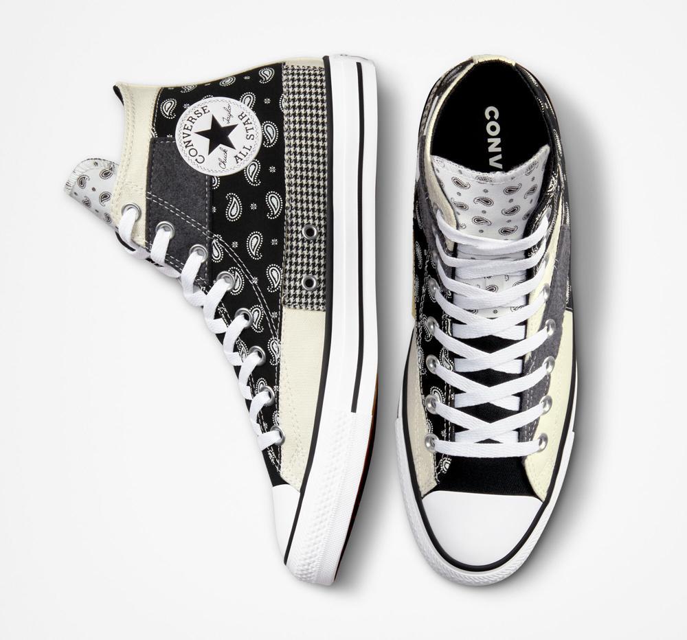 White Egret / Black / White Men's Converse Chuck Taylor All Star Hacked Patterns Unisex High Tops  India |  LRVI-01963