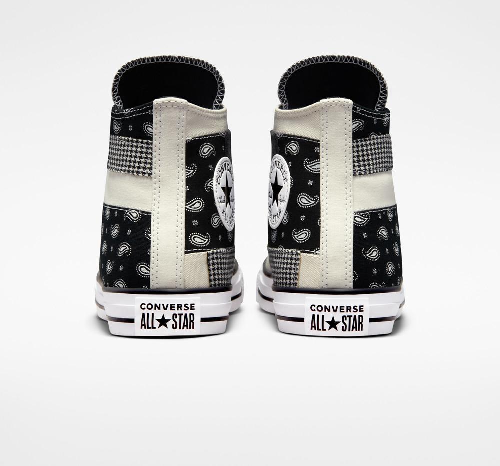 White Egret / Black / White Men's Converse Chuck Taylor All Star Hacked Patterns Unisex High Tops  India |  LRVI-01963