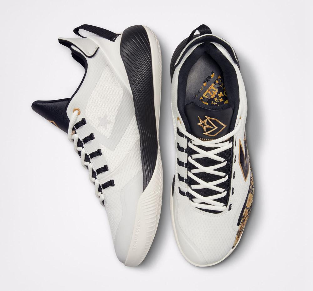 White Egret / Gold / Black Men's Converse All Star Bb Shift Gold Detail Basketball Low Tops  India |  XKGA-65843