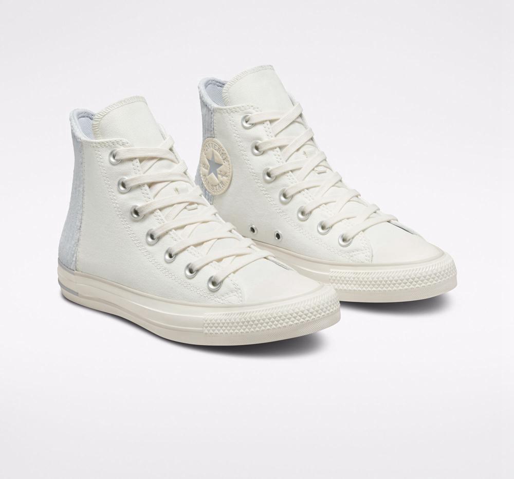 White Egret / Gravel Men's Converse Chuck Taylor All Star Velour Unisex High Tops  India |  LIZO-35980