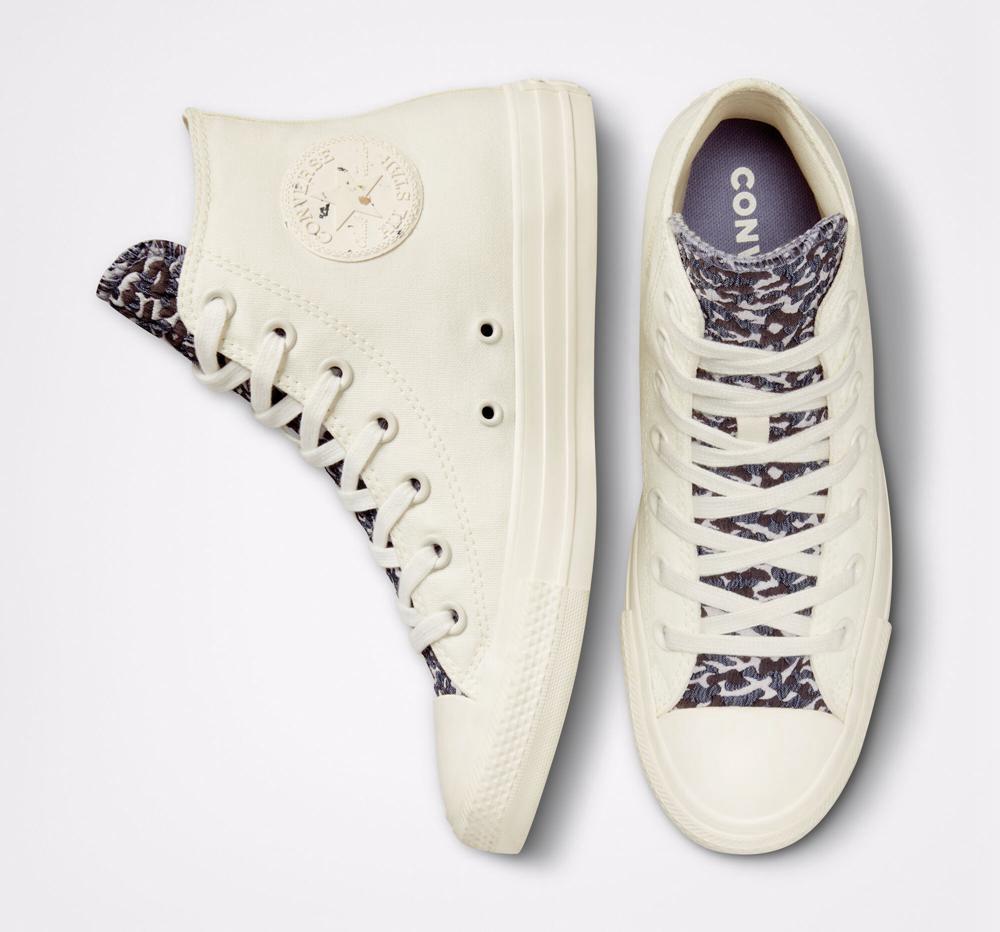 White Egret / Pure Silver Women's Converse Chuck Taylor All Star Jacquard Camo High Tops  India |  ETGK-56719