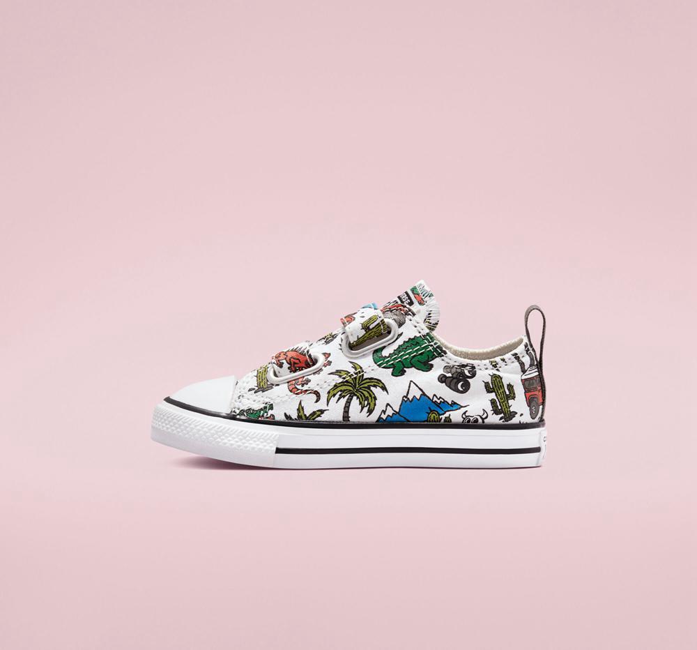 White / Engine Smoke / Green Girls' Converse Chuck Taylor All Star Easy On Desert Explorer Toddler Low Tops  India |  PIMU-26873