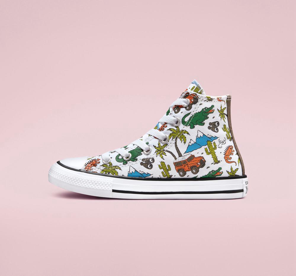 White / Engine Smoke / Green Girls' Converse Chuck Taylor All Star Desert Explorer Little Kids High Tops  India |  VYGP-81394