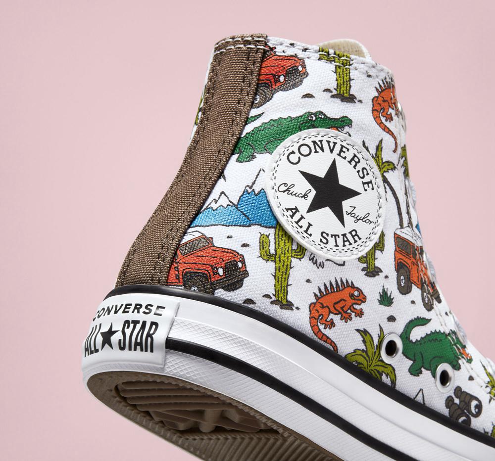 White / Engine Smoke / Green Girls' Converse Chuck Taylor All Star Desert Explorer Little Kids High Tops  India |  VYGP-81394