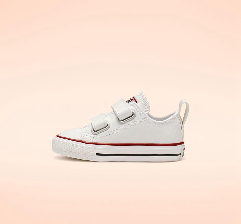 White Girls' Converse Chuck Taylor All Star Easy On Leather Toddler Low Tops  India |  TXJG-63072