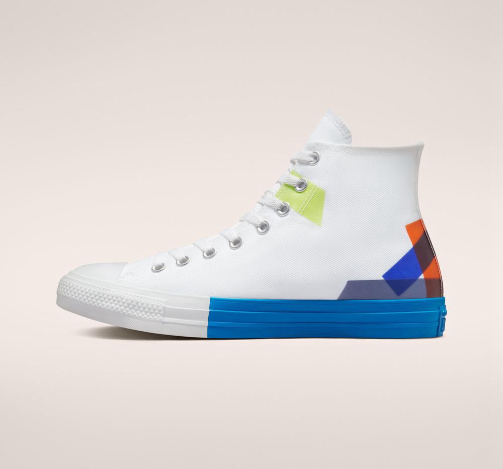 White / Kinetic Blue / White Men's Converse Chuck Taylor All Star Space Racer Unisex High Tops  India |  ROGU-19608