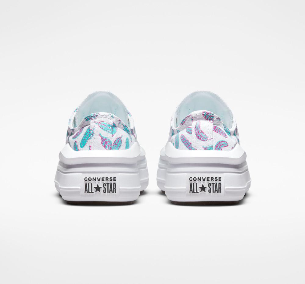 White / Light Aqua Girls' Converse Chuck Taylor All Star Move Platform Feathers Little Kids Low Tops  India |  KAPY-13078