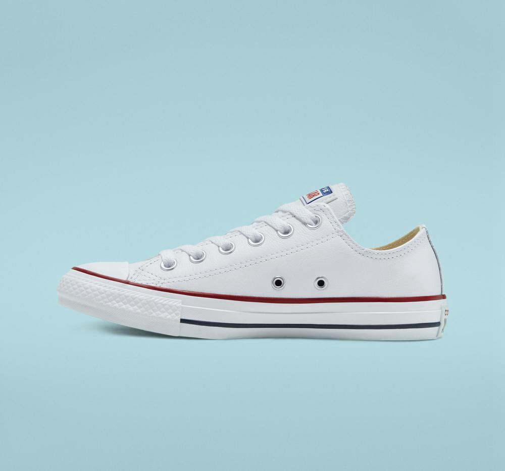 White Men's Converse Chuck Taylor All Star Leather Unisex Low Tops  India |  CVZR-19635