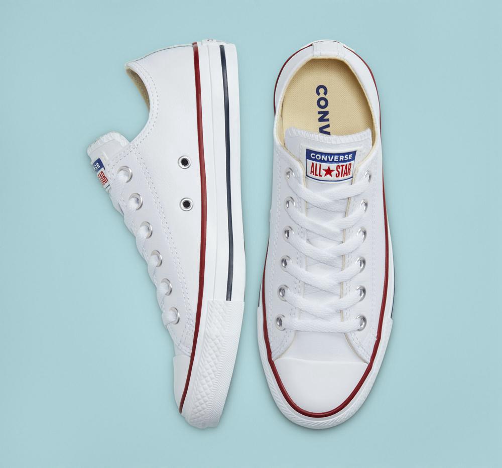 White Men's Converse Chuck Taylor All Star Leather Unisex Low Tops  India |  CVZR-19635