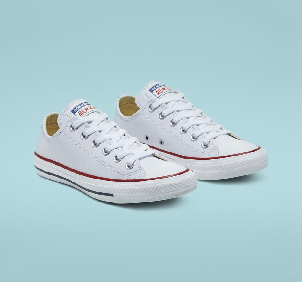 White Men's Converse Chuck Taylor All Star Leather Unisex Low Tops  India |  CVZR-19635