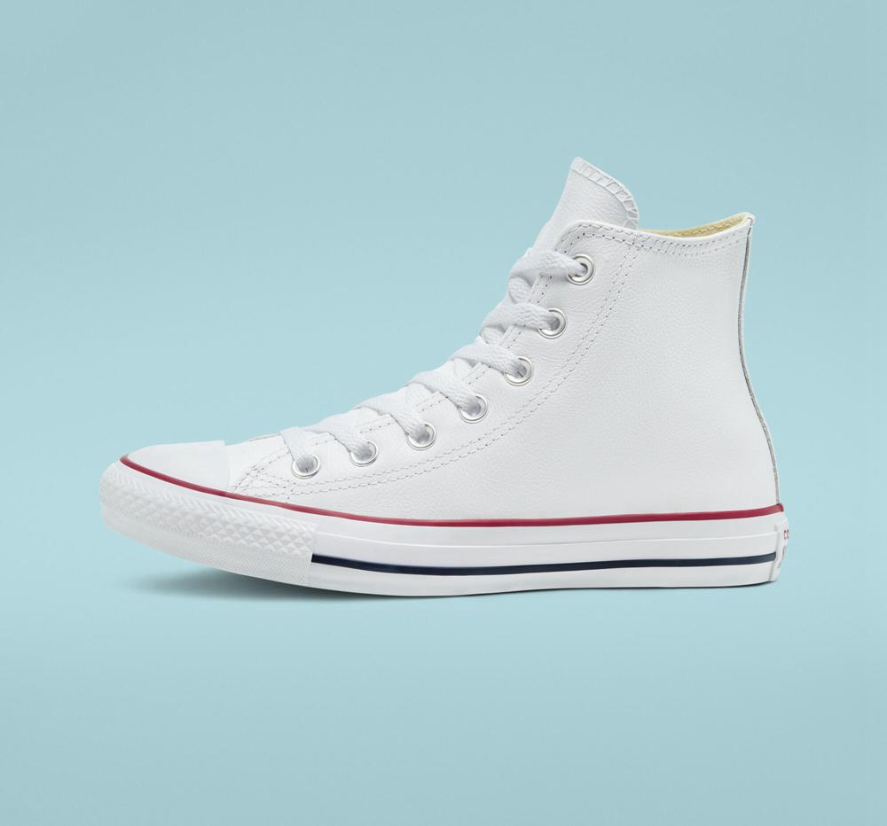 White Men's Converse Chuck Taylor All Star Leather Unisex High Tops  India |  YAIT-65789