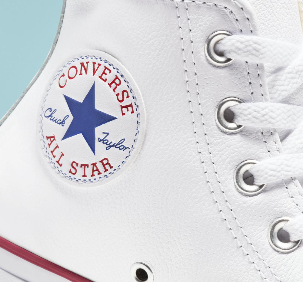 White Men's Converse Chuck Taylor All Star Leather Unisex High Tops  India |  YAIT-65789