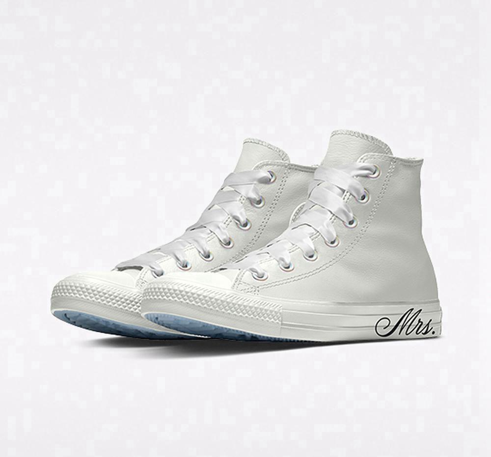 White Men\'s Converse Custom Chuck Taylor All Star Premium Wedding By You Unisex High Tops  India |  FHUG-75802