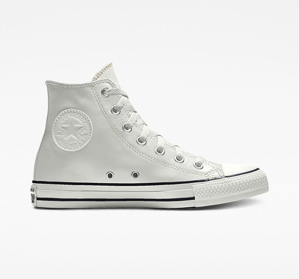 White Men\'s Converse Custom Chuck Taylor All Star Leather By You Unisex High Tops  India |  WDCS-02789