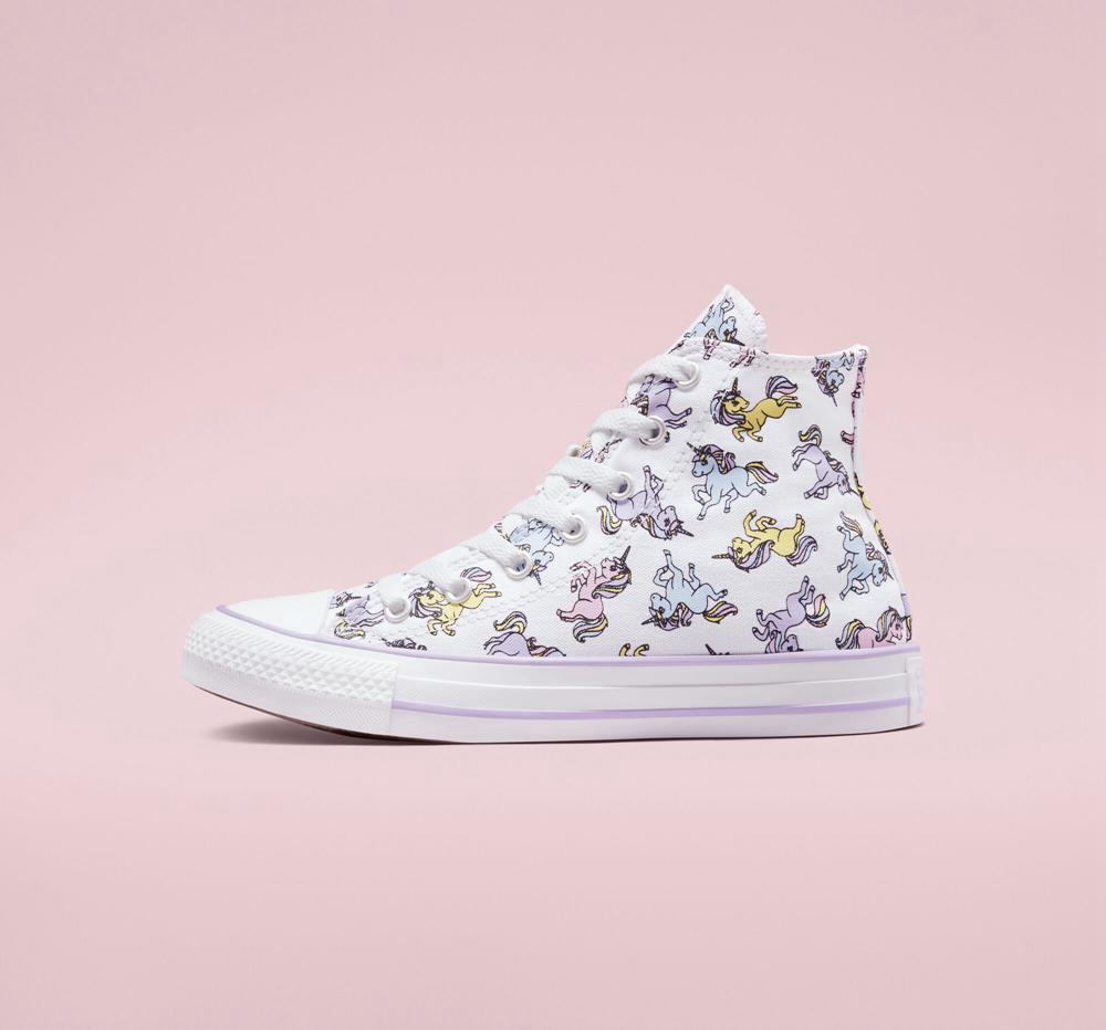 White / Moonstone Violet Boys' Converse Chuck Taylor All Star Unicorns Big Kids High Tops  India |  DINH-83409