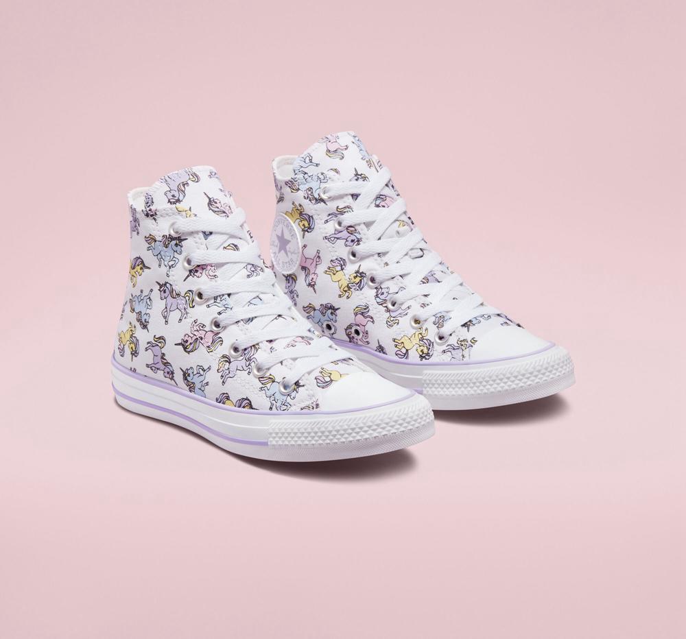 White / Moonstone Violet Boys' Converse Chuck Taylor All Star Unicorns Big Kids High Tops  India |  DINH-83409