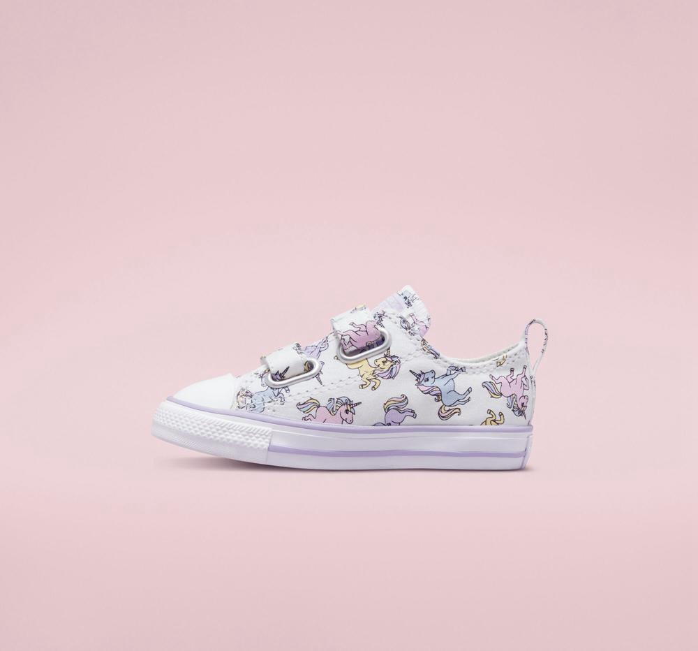 White / Moonstone Violet Boys' Converse Chuck Taylor All Star Easy On Unicorns Toddler Low Tops  India |  HLXB-97362