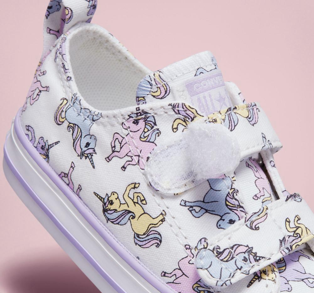 White / Moonstone Violet Boys' Converse Chuck Taylor All Star Easy On Unicorns Toddler Low Tops  India |  HLXB-97362