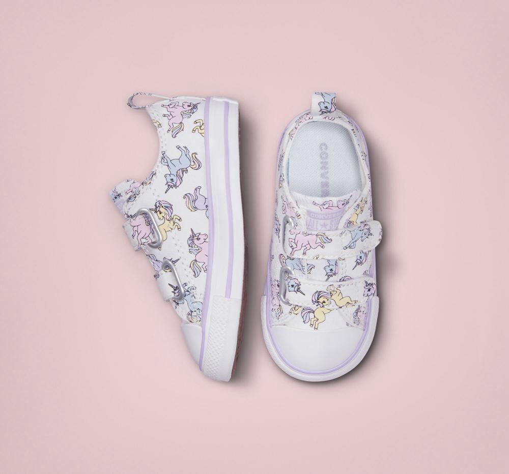 White / Moonstone Violet Boys' Converse Chuck Taylor All Star Easy On Unicorns Toddler Low Tops  India |  HLXB-97362