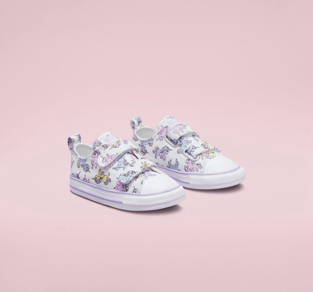 White / Moonstone Violet Boys' Converse Chuck Taylor All Star Easy On Unicorns Toddler Low Tops  India |  HLXB-97362