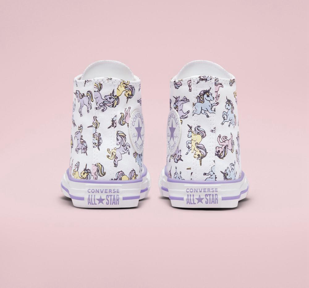 White / Moonstone Violet Girls' Converse Chuck Taylor All Star Unicorns Little Kids High Tops  India |  QKAB-35247