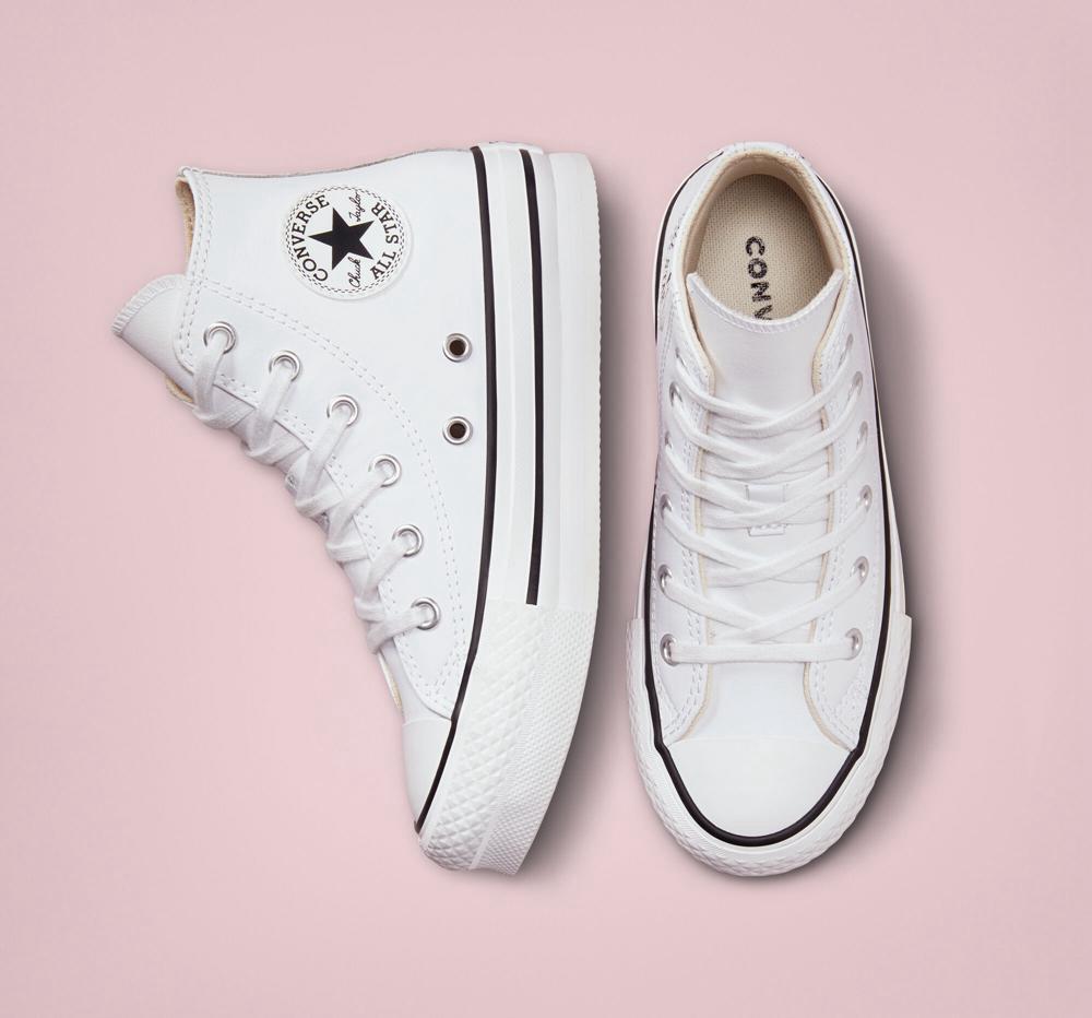 White / Natural Ivory / Black Girls' Converse Chuck Taylor All Star Lift Platform Leather Little Kids High Tops  India |  IXYR-72159